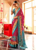 Silk Pink Festival Wear Foil Printed Saree